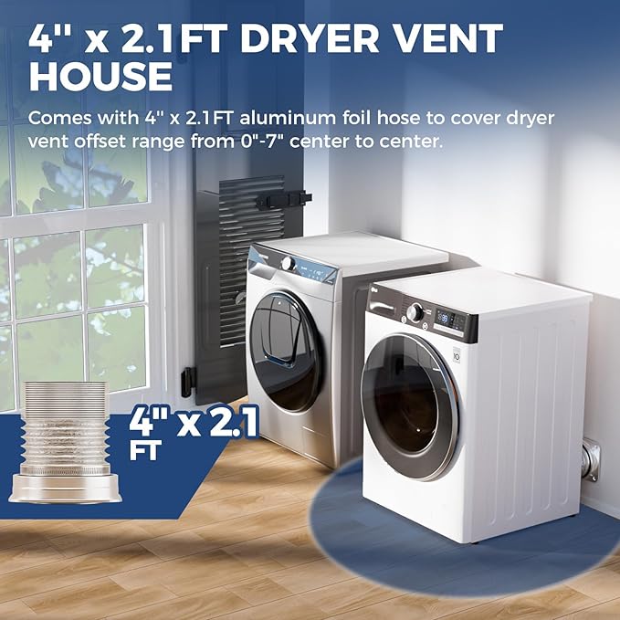 ALORAIR Magnetic Dryer Vent Connector Kit | DV180 Airtight Seal Dryer Vents Coupling | Easy to Clean Quick Connector Including 4 inch Duct Hose and 2 Clamps