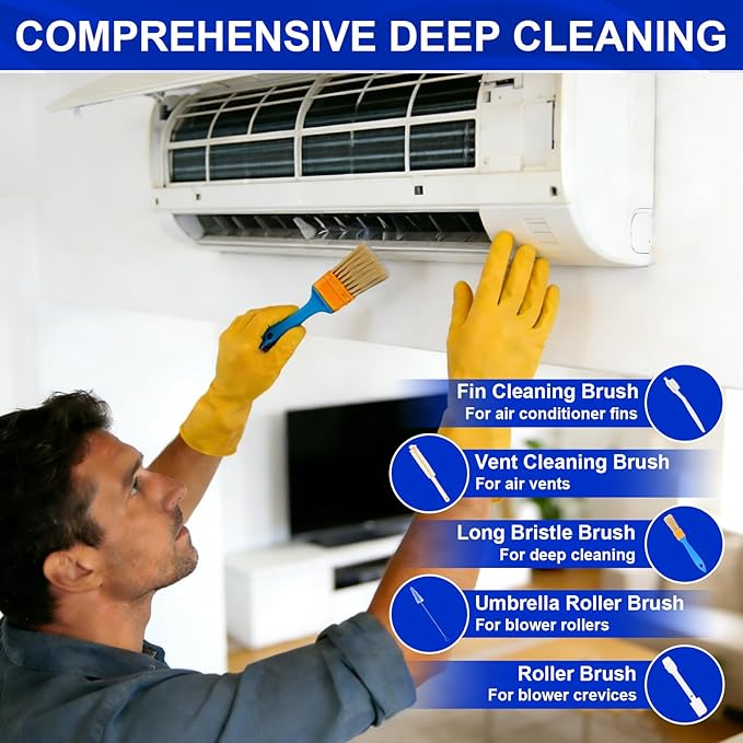 14Pcs Mini Split Cleaning Kit, Professional Mini Split Cleaning Bag with 2L High-Pressure Sprayer & Gloves, AC Cleaning Kit for Wall-Mounted Air Conditioners - Large