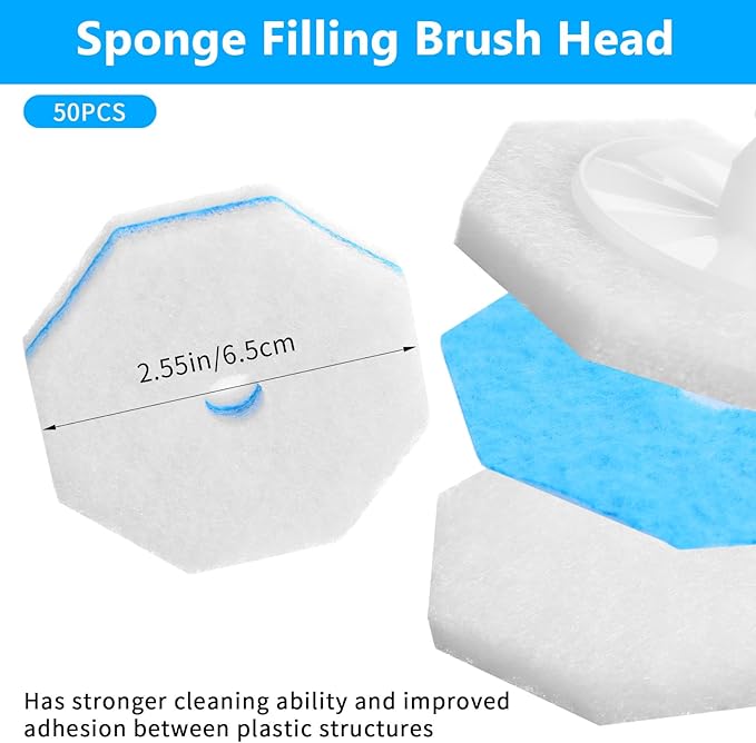 Kifmurase 100 Pcs Toilet Wand Refills Disposable Toilet Brush Replacement Heads, Disposable Sponge Refill Heads Household Cleaning Bathroom Cleaners Compatible with Most Toilet Brushes