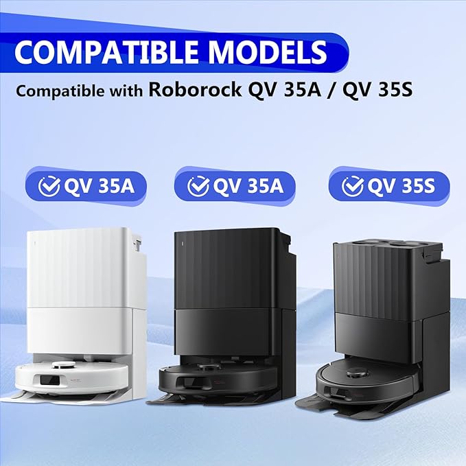 32 Pcs QV 35A Replacement Accessories Compatible with Roborock QV 35A / QV 35S Robot Vacuum, 2 Mainbrushes, 6 Scent Tablets, 4 HEPA Filters, 6 Dust Bags, 6 Mop Pads, 6 Side Brushes