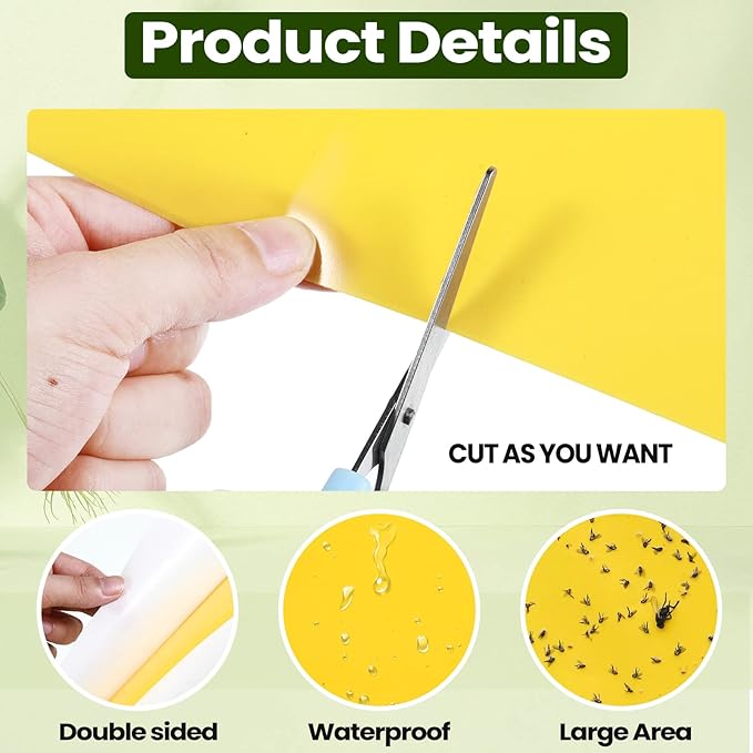 Qualirey 700 Pcs 6x8 Inch Yellow Sticky Traps for Gnats, Dual-Sided Sticky Gnat Traps for Indoor Outdoor, Fly Catcher for Fungus Gnats, Fruit Flies, Whiteflies– Bulk Pack with Twist Ties