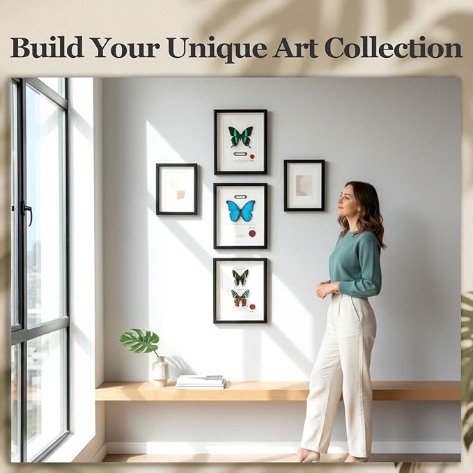 ArsVenciik Real Framed Butterfly Specimen - Handmade Preserved Papilio blumei (Green Peacock Swallowtail) Taxidermy - 3D Shadow Box Wall Art & Unique Nature Lover Gift for Home Decor