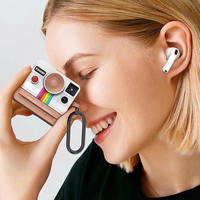 Retro Cases for AirPods 4 Case 2024 with Cleaner Kit - VISOOM Cute Fancy Protective AirPods 4th Gen Cases Cover Men Women Unique Polaroid Soft Cover for Apple AirPod iPods 4 Wireless Charging Case