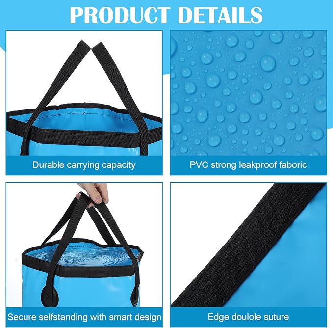 4 Pcs 5 Gallon Bucket FoldableFoldable Buckets with Handle for Camping Fishing Hiking to Hold Water Foldfoldable Bucket Foldable 5 galloning Container Carry Bag Portable Fold up Lightweight