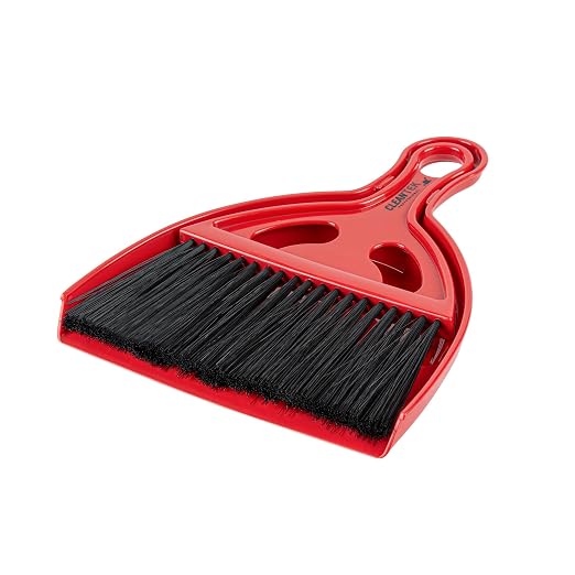 Restaurantware Mini Broom and Dustpan Set 40 Pack of Plastic Handheld Brush and Pan Compact Cleaning Kit with Ergonomic Handle Red and Black Office Desk and Home Cleaning Set
