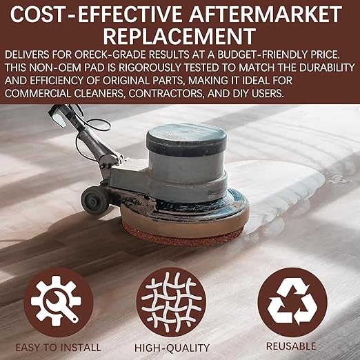 2 Pack Commercial Floor Scrubber Pad for Oreck ORB550MC Orbiter Floor Machine,12" Brown Scrubbing Disk for Deep Cleaning and Stripping Hard Floors,437049 Scouring Brush with Silicon Carbide Grit