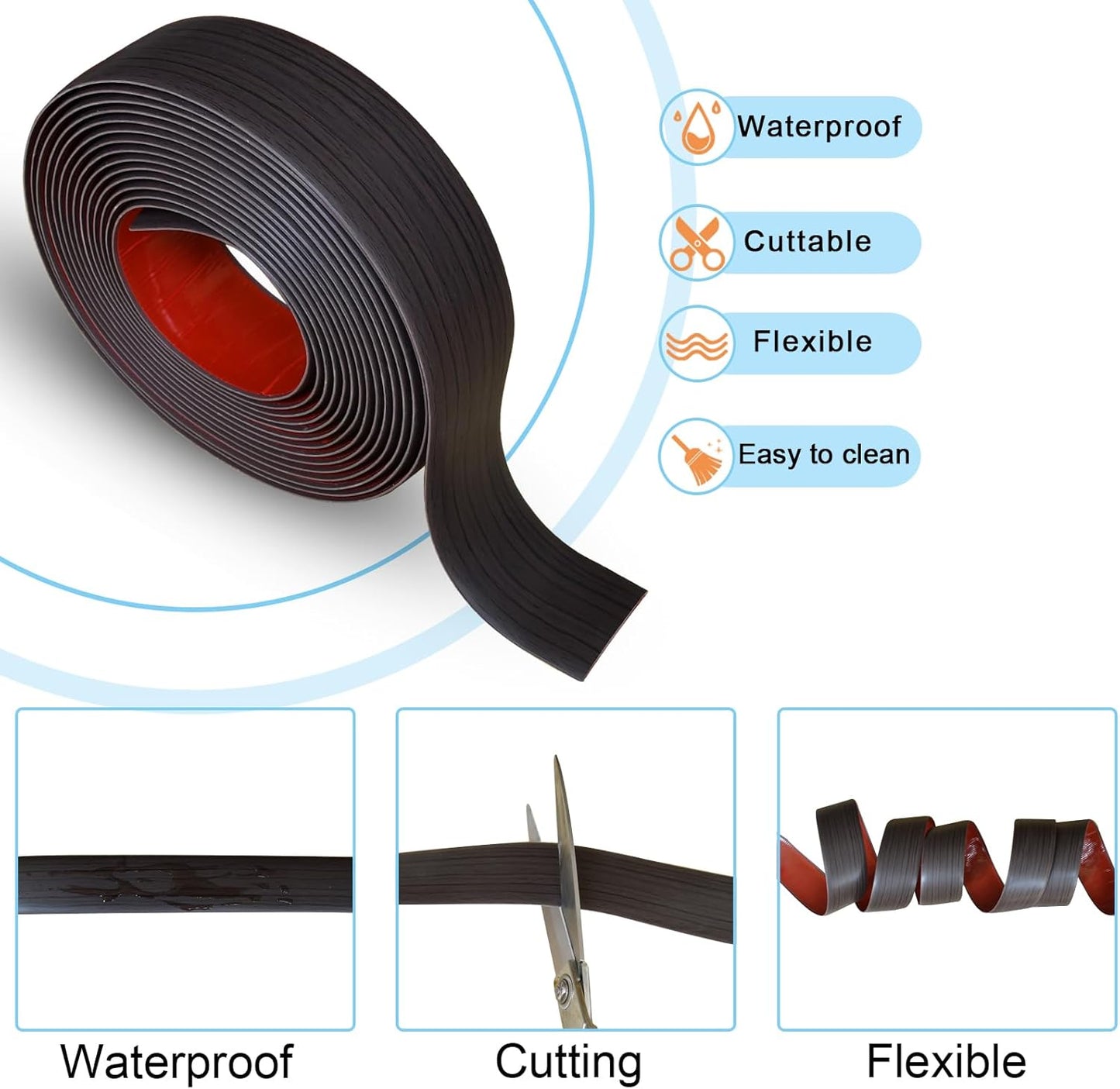 Floor Transition Strip & Self Adhesive Floor Vinyl Floor Edge Trim Laminate Floor Gap Covering Joining Strip
