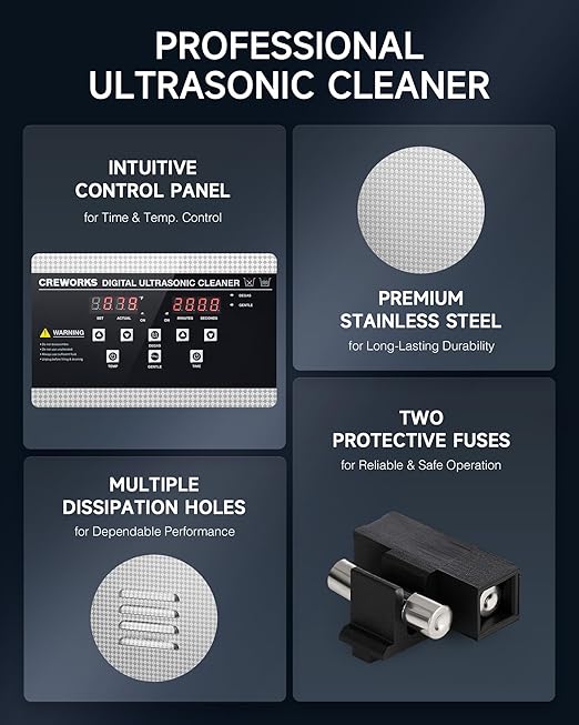 CREWORKS 15L Digital Ultrasonic Cleaner with Degas Gentle Modes, 4 gal. Ultrasonic Cleaning Machine, 360W Professional Ultrasound Cleaner with 450W Heater & 30 min Timer for Auto Machine Parts Tools