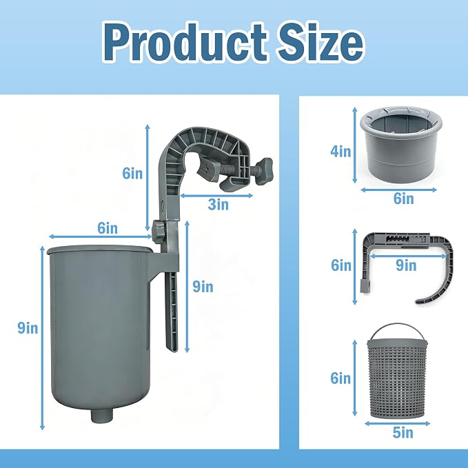 Above Ground Pool Skimmer, Wall Mount Surface Skimmer for Tubular & Inflatable Pools, Adjustable Brackets, Upgraded ABS Float-Resistant Lid, Pool Debris Filter