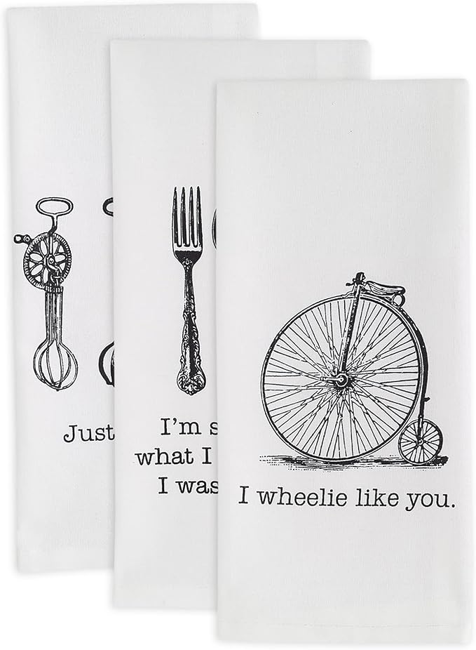 DII Decorative Printed Kitchen Towels Absorbent & Fast-Drying Tea Towel Set, 18x28, Vintage Print, 3 Piece