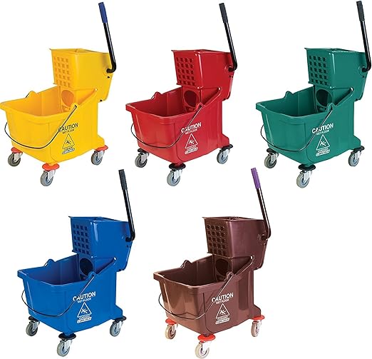 SPARTA Commercial Mop Bucket with Side Press Wringer, Floor Cleaning Essentials for Commercial and Home Use 26 Quart Capacity, 1 Count, Yellow