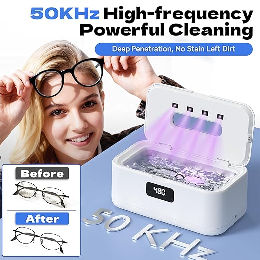 TEBAL Ultrasonic Jewelry Cleaner,50Khz Professional Jewelry Cleaner Ultrasonic Machine for Jewelry, Eyeglasses, Rings, Watch Strap, Dentures, 304 Stainless Steel Tank
