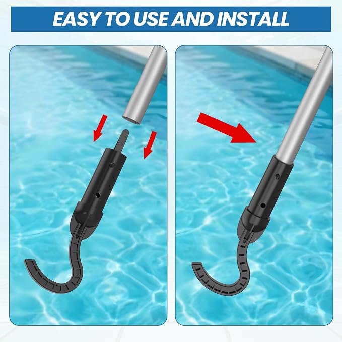 Y20 Robotic Pool Cleaner Black+Retrieval Hook, Cordless Pool Vacuum for Above Ground & Inground Flat Pools with 150 Min Runtime, Auto-Parking, Up to 1300 Sq.Ft