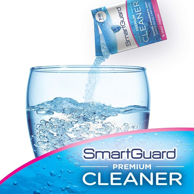 SmartGuard Premium Cleaner Crystals & Cleaning Case -(110 Cleanings)- Removes Stain, Plaque, & Bad Odor from Clear Braces, Dentures, Night Guards, Mouth Guard, & Retainers. (Pack of 2)