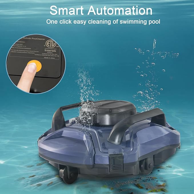 Cordless Robotic Pool Cleaner,Robotic Pool Vacuum Automatic Cleaning, Dual-Motor, Self-Parking,for Above/In Ground Swimming Pools (Rubber Stopper not Included)