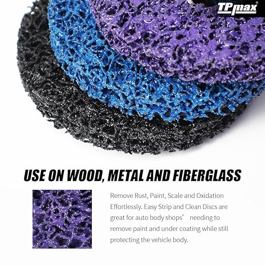 TPmax 4-1/2" x7/8'' Stripping Discs Rust Remover Wheel Remove Paint and Oxidation Poly Strip Wheel Disc Abrasive Angle Grinding Wheel - 3 Pack(Purple/Blue/Black)