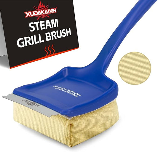 XUDAKAIXIN 19" Large Bristle-Free Steam Grill Brush,Replaceable BBQ Cleaning Head,Safe Grill Accessories for Cast Iron/Porcelain/Weber Gas/Charcoal Grill,Grill Cleaner for Outdoor Grill