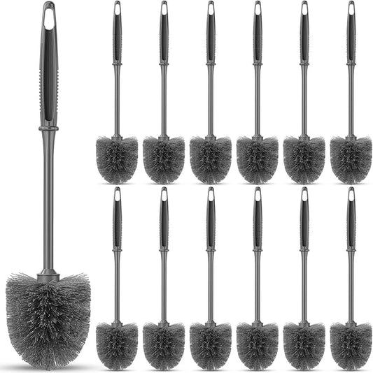 Reallnaive 12 Pack Toilet Brush Bulk, Commercial Heavy Duty Professional Toilet Bowl Cleaning Brush for Bathroom, Restroom Maintenance Cleaning Supplies (14 Inch,Grey)
