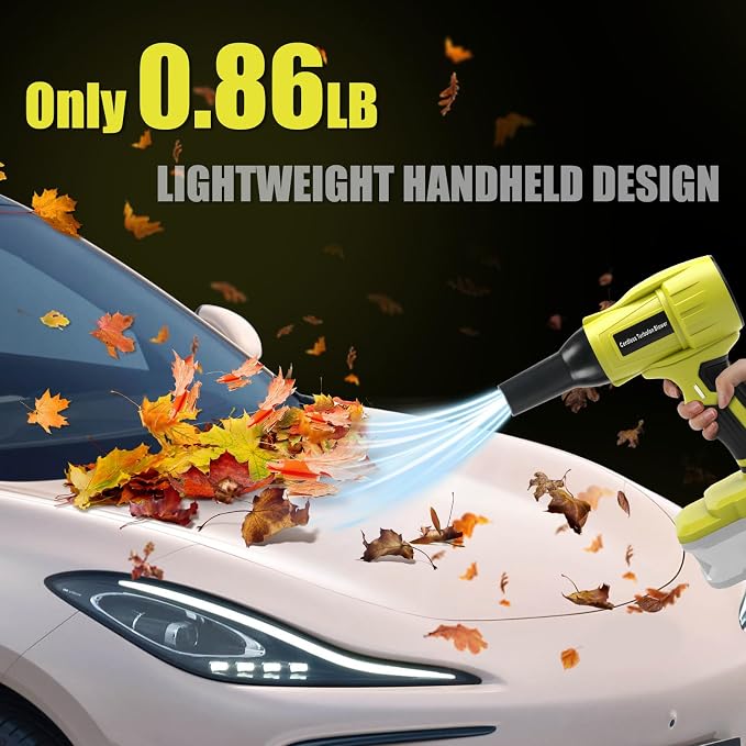 Cordless Leaf Blower for Ryobi 18V ONE+ Battery, 350W Brushless Leaf Blower with 5 Nozzles, Variable Speed, Lightweight Handheld Blower for Leaves Dust Patio (Battery Not Included)