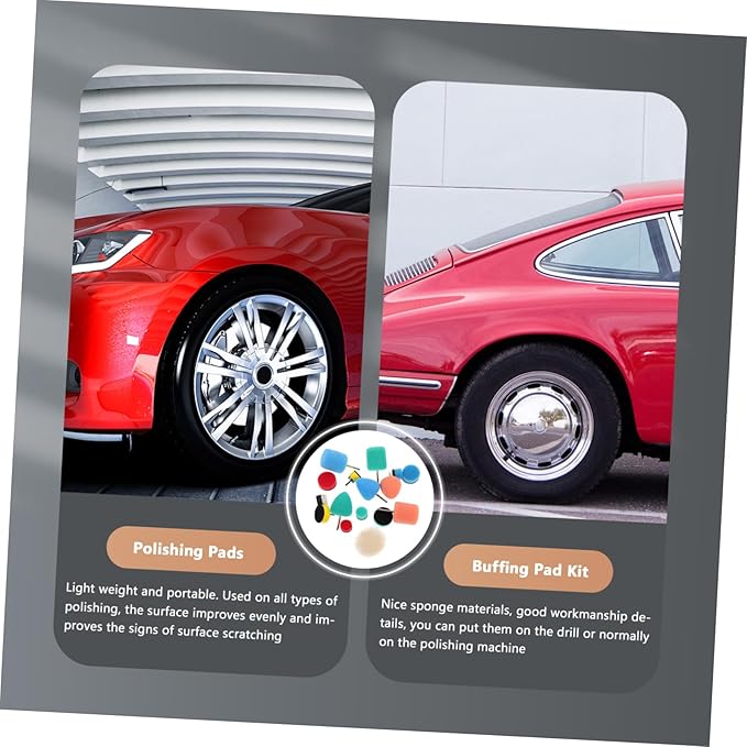5sets Detailing Sponge Pads Car Polishing Pads Kit Auto Buffing Wheel Set Polishing Mop for Car 16pcs*5
