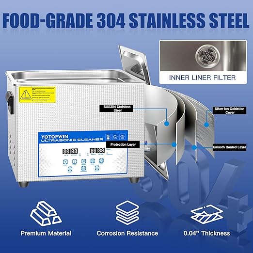 Industrial 15L Ultrasonic Cleaner with Heater & Degassing 110V 360W Commercial Grade for Automotive Parts, Tools, PCB Carburetors 40kHz Stainless Steel Tank, Digital Timer Ultrasonic Cleaning Machine