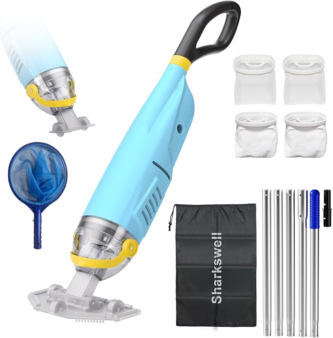 2026 Upgraded Cordless Pool Vacuum with Telescopic Pole, 60 Min Powerful Suction & Transparent Head, Rechargeable Handheld Cleaner for Above Ground Pools, Inground Pools, Hot Tubs and Spa