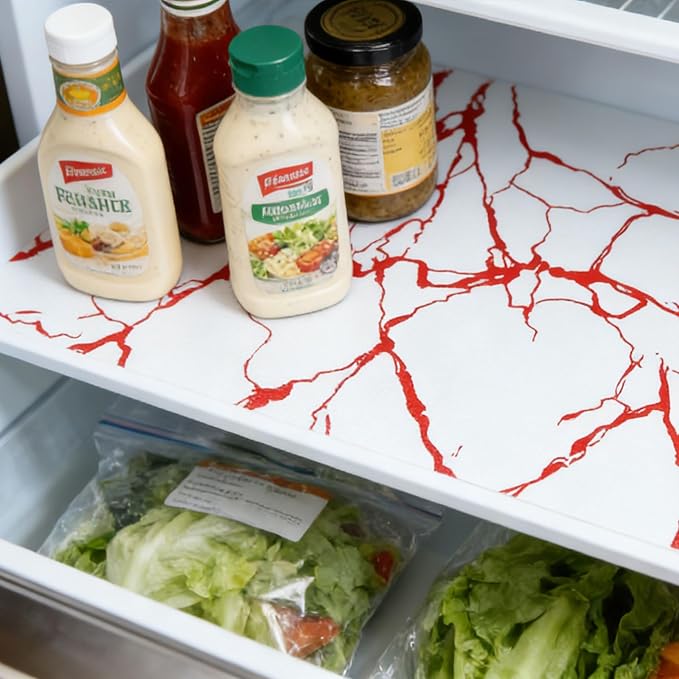 Red Marble Pattern Shelf Liner, Non-Adhesive Non-Slip Thickened Drawer Liner, Easy to Clean Contact Paper for Kitchen Cabinets, Tool Box, Refrigerator, Includes Knife & Tape Measure.12×236.22inch