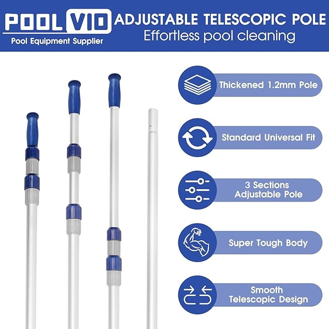 Poolvio 17.5" Pool Net with Diamond Ultra-Fine Mesh & 15 FT Telescopic Pole