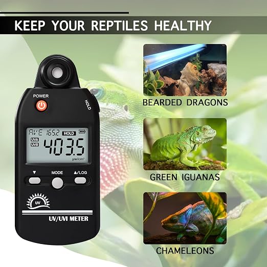 UV Meter Digital UVB Meter, 280-400 nm UV Index Meter with UV and UVI Switchable, 0-5000 μW/cm² Measuring Range UV Detector with 100 Groups Data Record, UV Index Meter for Reptiles, etc.
