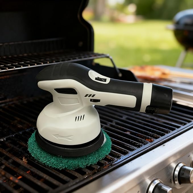 Electric Grill Brush BBQ Bristle-Free Electric Grill Cleaner Barbecue Cleaner Brushes with Replaceable Heads Grill Scrubber for Outdoor Grill - Suitable for All Kinds of Grill