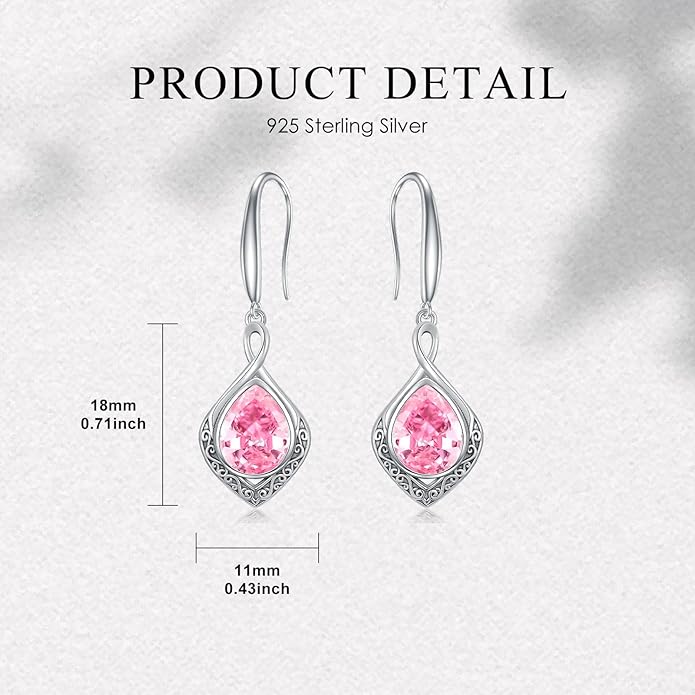 PELOVNY Celtic Knot Filigree Earrings for Women 925 Sterling Silver Moss Agate/Birthstone Infinity Earrings Birthday Christmas Jewelry Gifts for Mom Daughter Wife Sister