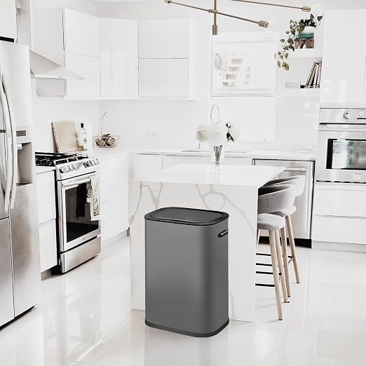 Motion Sensor Trash Can, 14.5 Gallon/55 L Automatic Garbage Can with Soft-Close Lid and Handle, Rectangle Touchless Waste Basket for Kitchen, Bathroom, Bedroom, Office, Grey