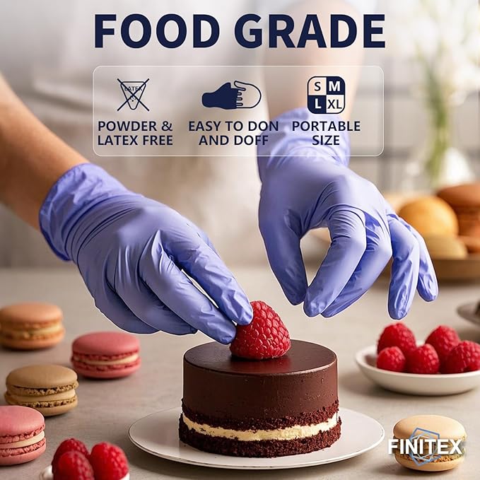 FINITEX Nitrile Disposable Gloves Medical Exam Gloves - 100/1000 PCS Latex-free Examination Purple Chemo Food Glove