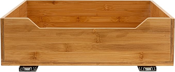 Household Essentials Glidez Bamboo and Steel Pull-Out/Slide-Out Storage Organizer for Under Cabinet Use - 1-Tier Design - Fits Standard Size Cabinet or Shelf, Natural