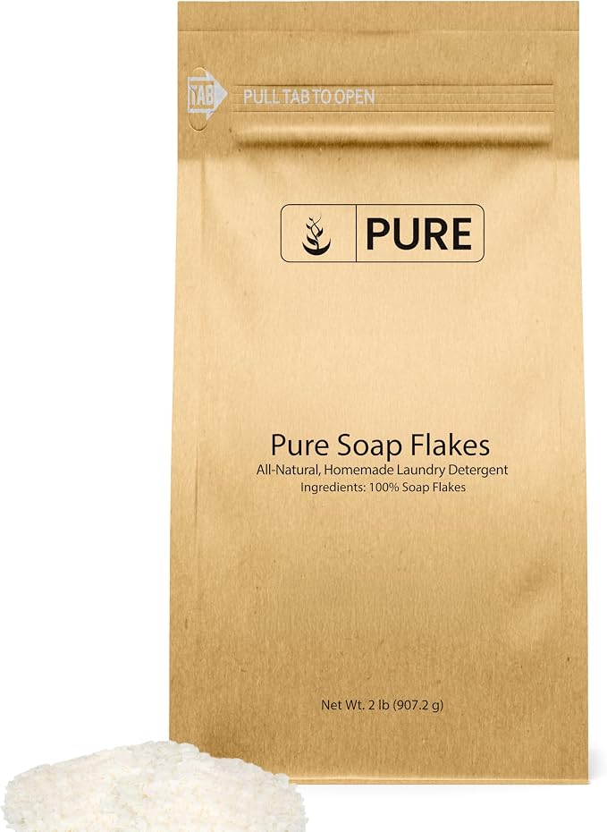 Pure Original Ingredients Soap Flakes (2 lb) Tallow Based, Homemade Laundry Detergent, Granulated Soap