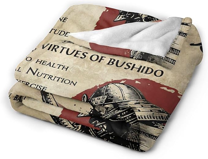 Tijuboni Japanese Samurai Throw Blanket Japanese Warrior Gifts for Men Women Girls Boys Kids Adults Soft Flannel Fleece Blanket for Couch Sofa Bed Home Decor 60"x80"