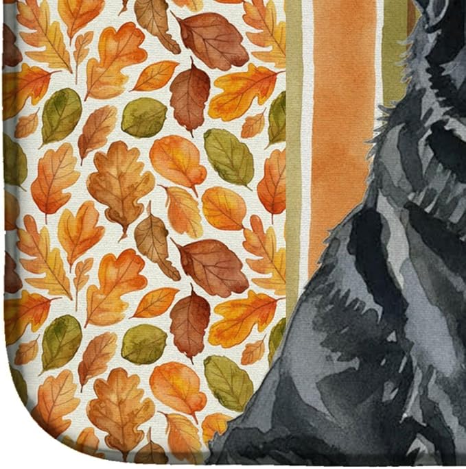 Caroline's Treasures Black Tibetan Mastiff Heirloom Fall Dish Drying Mat Absorbent Dish Drying Mat Pad for Kitchen Counter Dish Drainer Mat for Countertop, 14 x 21", Multicolor