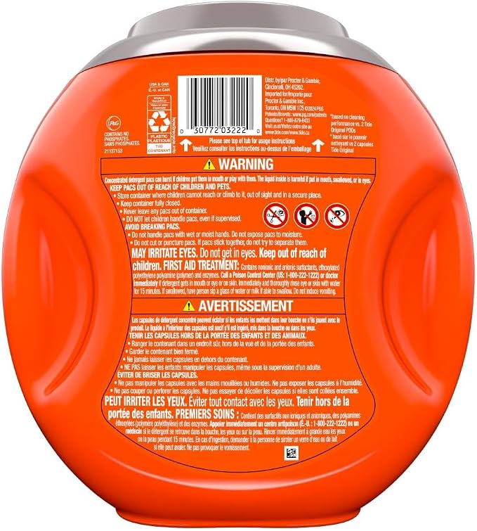 Tide Odor Defense + Oxi Laundry Detergent Pacs, Original Scent, 25 Count, Advanced Odor + Stain Fighter, laudry soap washing detergent pacs