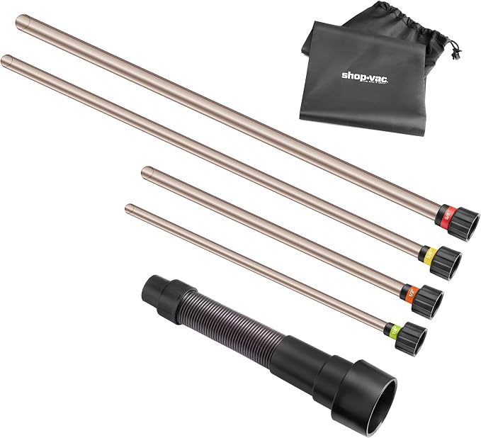 Shop-Vac Long Reach Flexible Micro Hose Set, Flexible Shop Vac Attachments with Universal Fit Adapter from 1-1/4”, 1-1/2”, 1-7/8”, 2-1/2”, Ideal for tight spaces, crevice corners and dryer vent