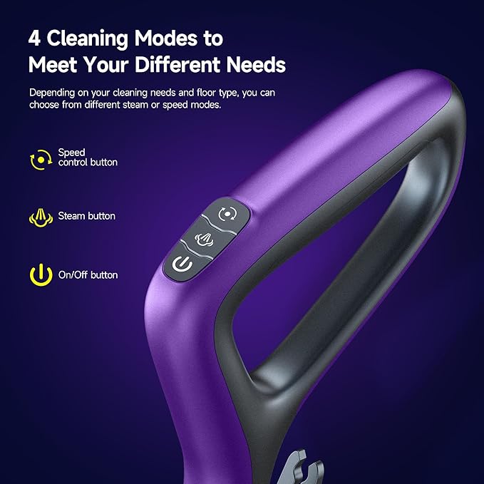 Scrub & Steam Mop with Rotating Mop Pads, LED Headlights, 6 Scrub Pads, Large Tank, Swivel Steering, Effortless Scrubbing Hard Floor Cleaner Upgraded