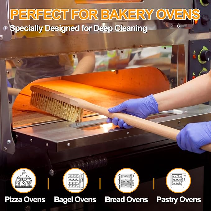 Maxdot 1 Pcs 36 Inch Giant Oven Brush Pizza Stone Brush with Long Handle for BBQ Grill Cleaning, Outdoor Oven Accessories