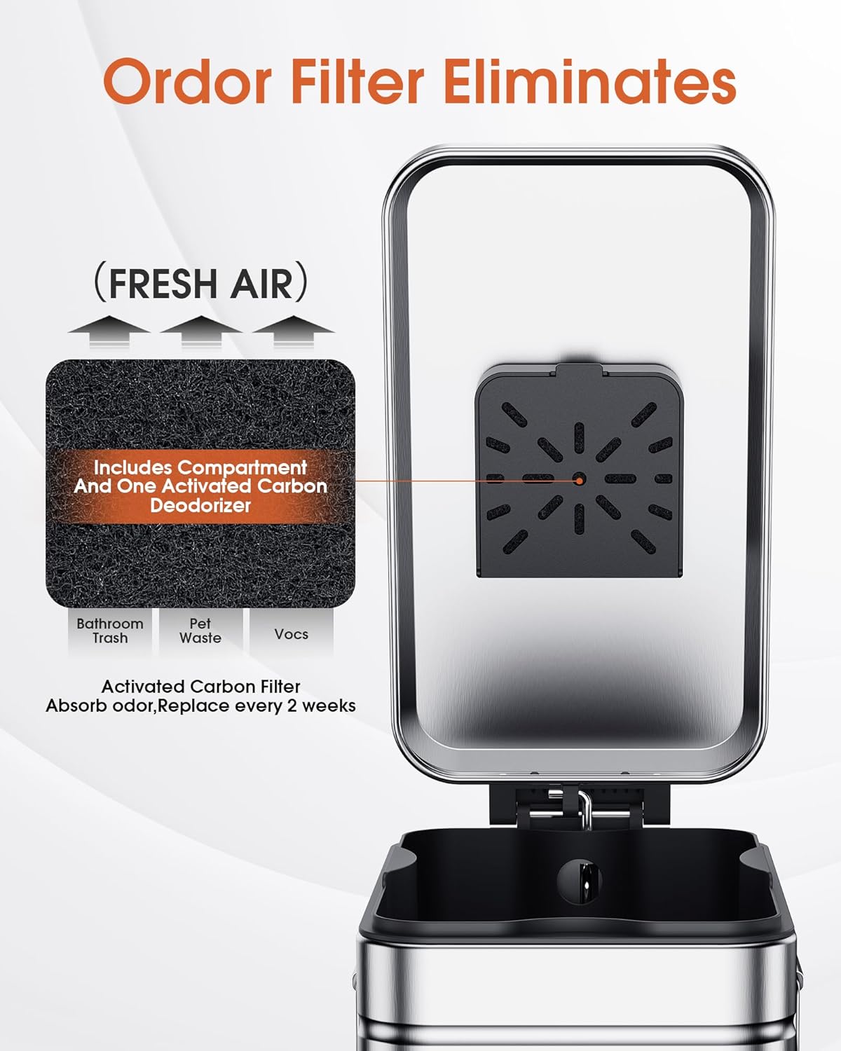 Small Trash Can with Lid Soft Close-10L/2.6 Gal Stainless Steel Outdoor Dog Poop Garbage Can-Metal Waste Bins with Pedal for Bathroom Bedroom Office-Silver