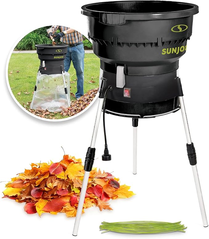 Sun Joe Corded Leaf Mulcher Shredder with Adjustable Control Dial, 8,000 RPM, 13-Amp Motor - Portable Electric Mulching and Shredding Machine for Lawn Care, SDJ616