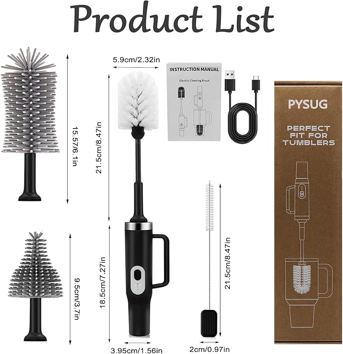 5-in-1 Long Handle Electric Water Bottle Brush, Straw Cleaner Brushes with Removable Brush Head, Water Bottle Brush, Bottle Brush,for Stanley Cups, Baby Bottles, Pacifiers