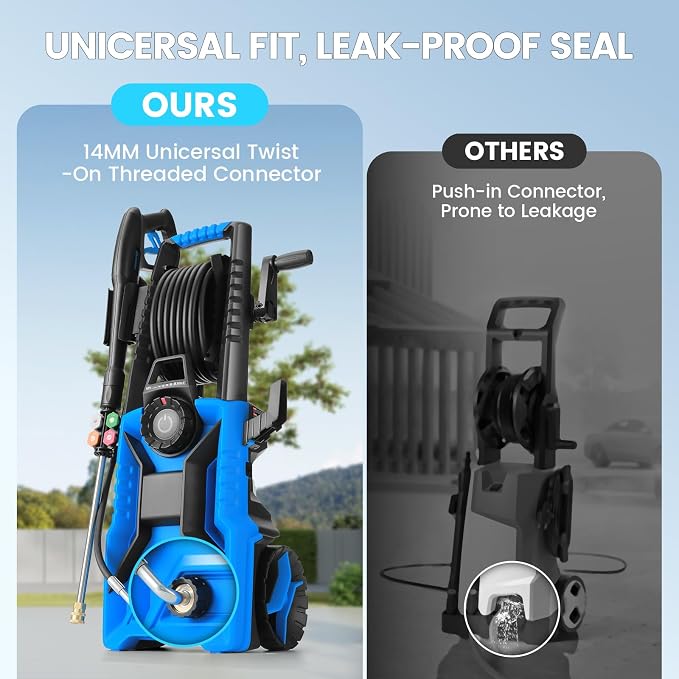 5000 PSI Adjustable Electric Pressure Washer, 2026 New Power Washer Pressure Adjustable (2500PSI-5000PSI) with 23ft Hose and 16.5ft GFCI Cord, 4 Nozzle and Detergent Tank for Cars, Upgraded Blue