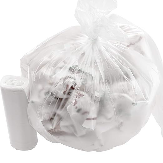 Leak-Proof Clear 4 Gallon Trash Can Liners, 1000 Count, Coreless, No Mess Disposal