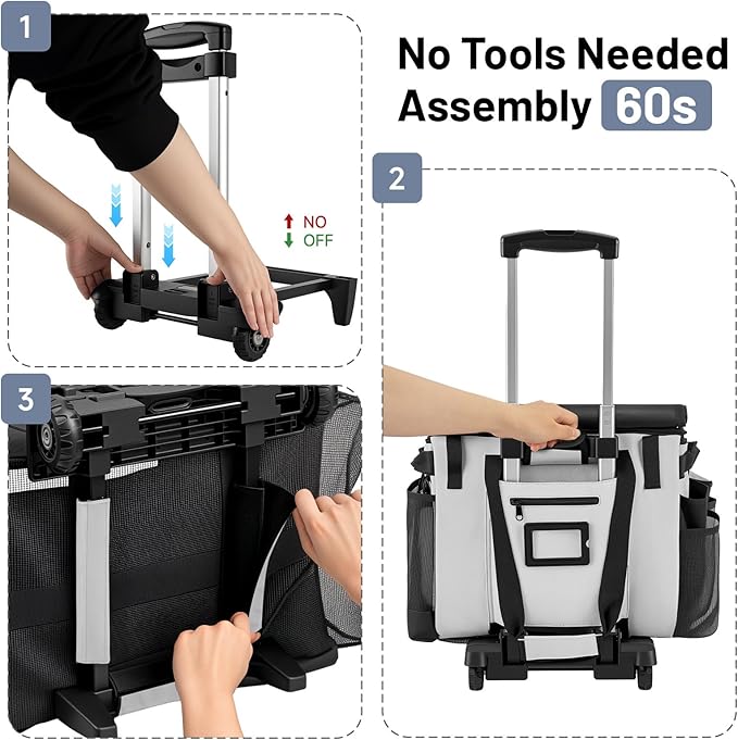 LOEUO Large Cleaning Caddy for Cleaning Supplies Organizer, Rolling Cleaning Caddy Bags with Wheels for Housekeepers, Cleaning Carts on Wheels for Home Car Office Picnic