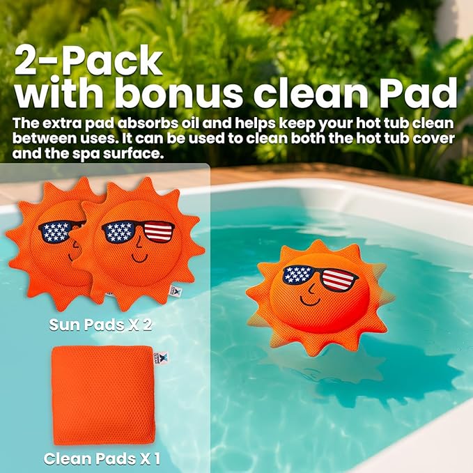 Hot Tub Scum Absorber for Spa & Pool – Oil Absorbing Clean Pad, Hot Tub Accessories for Adults, Scum Remover for Hot Tub Cleaner, Spa Scum Sponge for Oil, Foam (Sunshine)