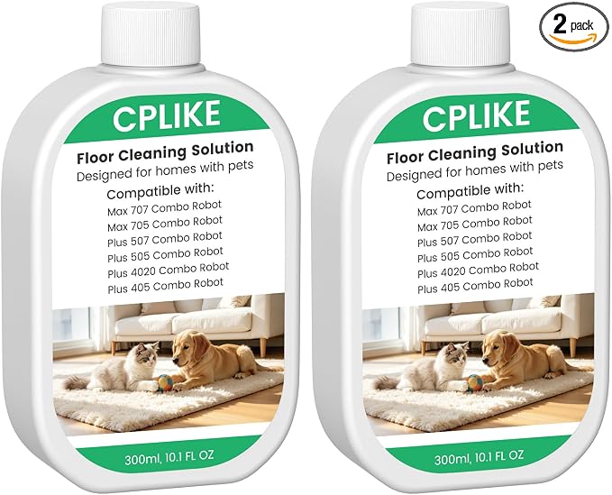 CPLIKE Pet Floor Cleaning Solution Compatible with Plus 405 Plus 505 Max 705 Robots for Household with Pets, Mopping Concentrate for 400 (4000), 500 & 700 Series, 10.1 fl oz, 2 Pack