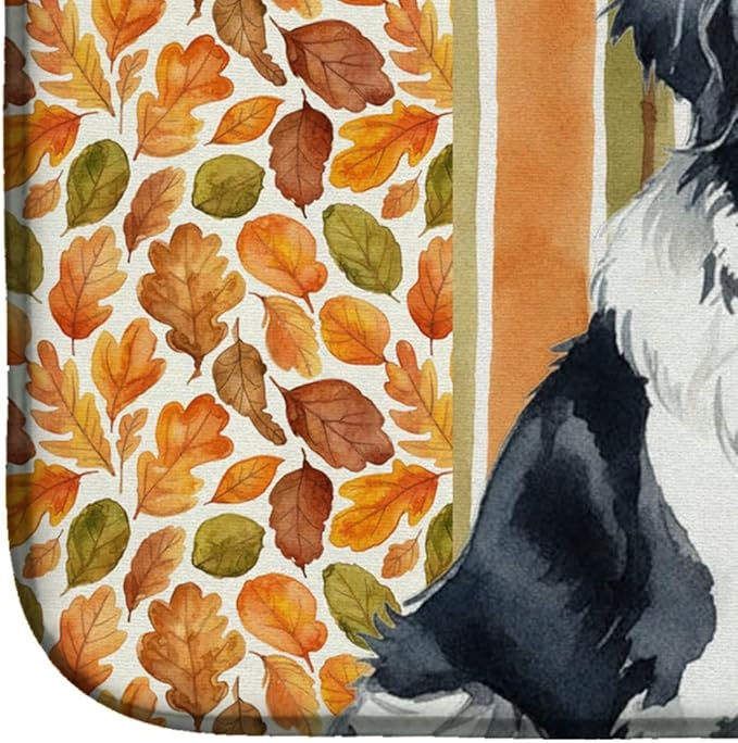 Caroline's Treasures Landseer Newfoundland Heirloom Fall Dish Drying Mat Absorbent Dish Drying Mat Pad for Kitchen Counter Dish Drainer Mat for Countertop, 14 x 21", Multicolor
